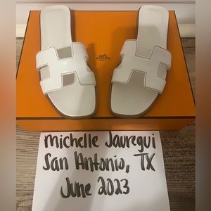 Hermes Oran Sandal in White Size 36